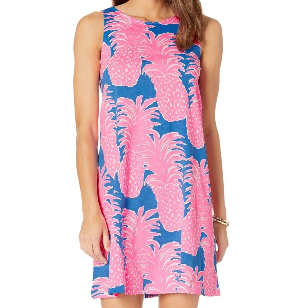 LILLY PULITZER 100% PIMA COTTON Kristen Dress Blue Haven Little Flamenco